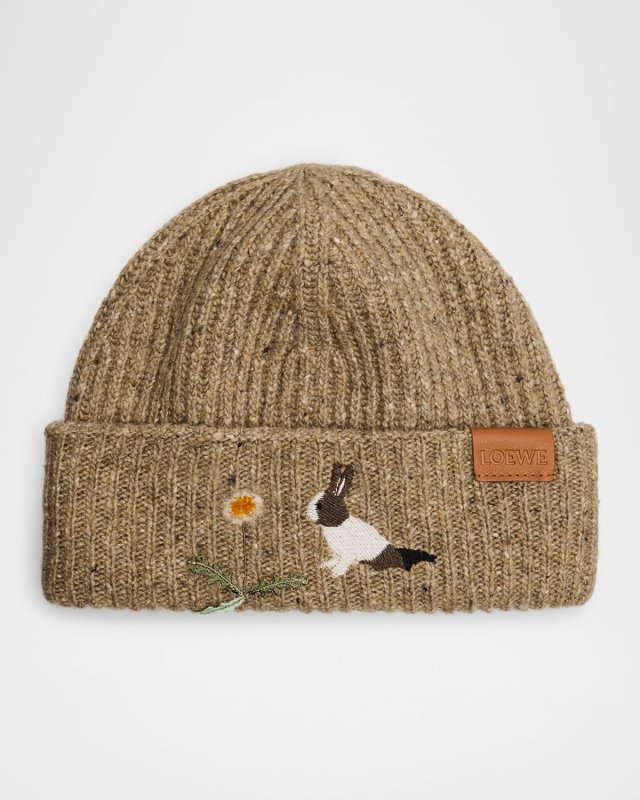 Wool-Blend Bunny Beanie